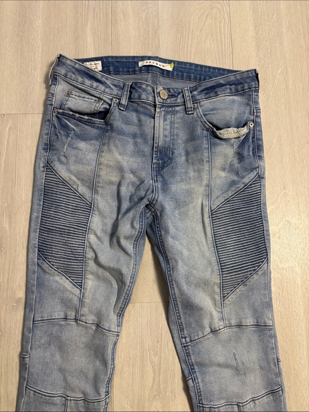 🔥BUNDLESALE Men’s 30/32 PacSun Stacked Skinny Stretch Ribbed Knee Moto Jeans
